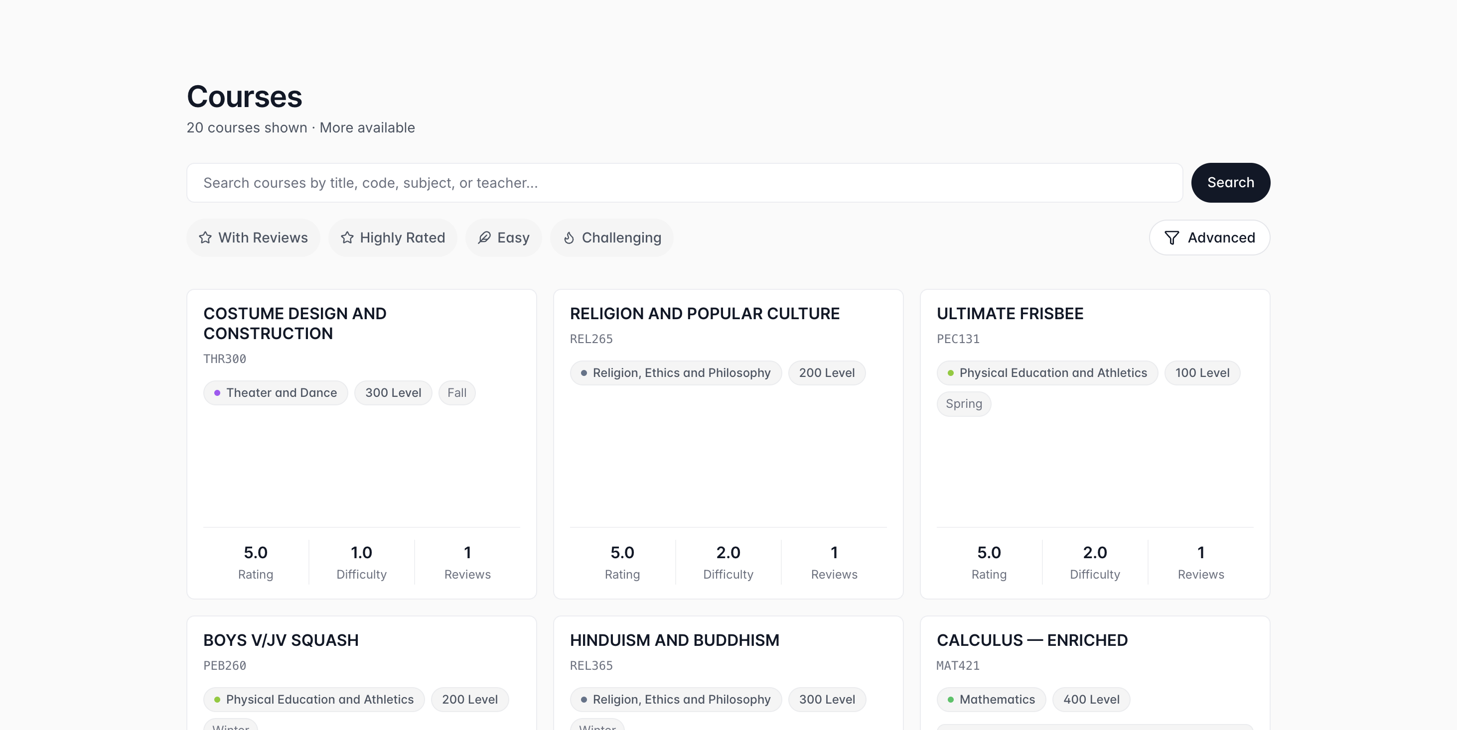 Courses screenshot preview